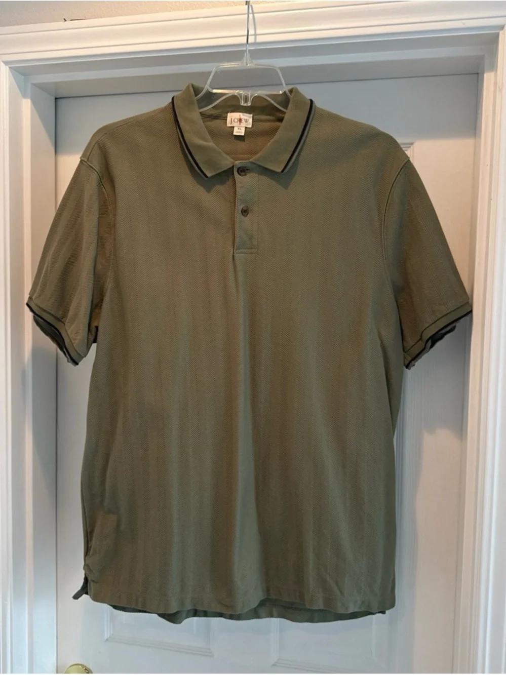 J crew olive green herringbone polo